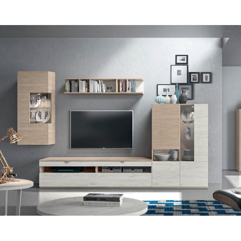 TIME Mueble TV bajo modular de madera con cajones By Tomasella