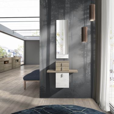 Mueble recibidor pequeño y moderno de pared con espejo - 1017/2015  - 0107.INSD.1017/2015