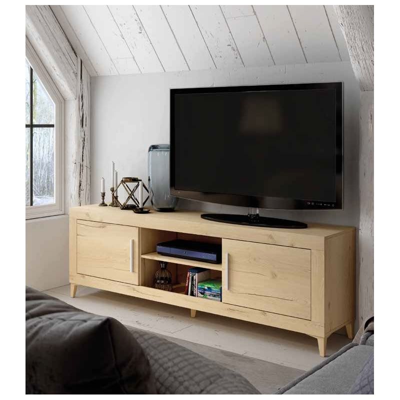 Mueble TV Antara de 180 cm con cajones, puertas y huecos centrales
