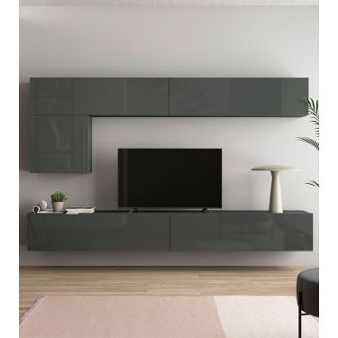 Composición 270 cm blanco satén natural  Muebles de entretenimiento,  Muebles para tv modernos, Muebles salon modernos