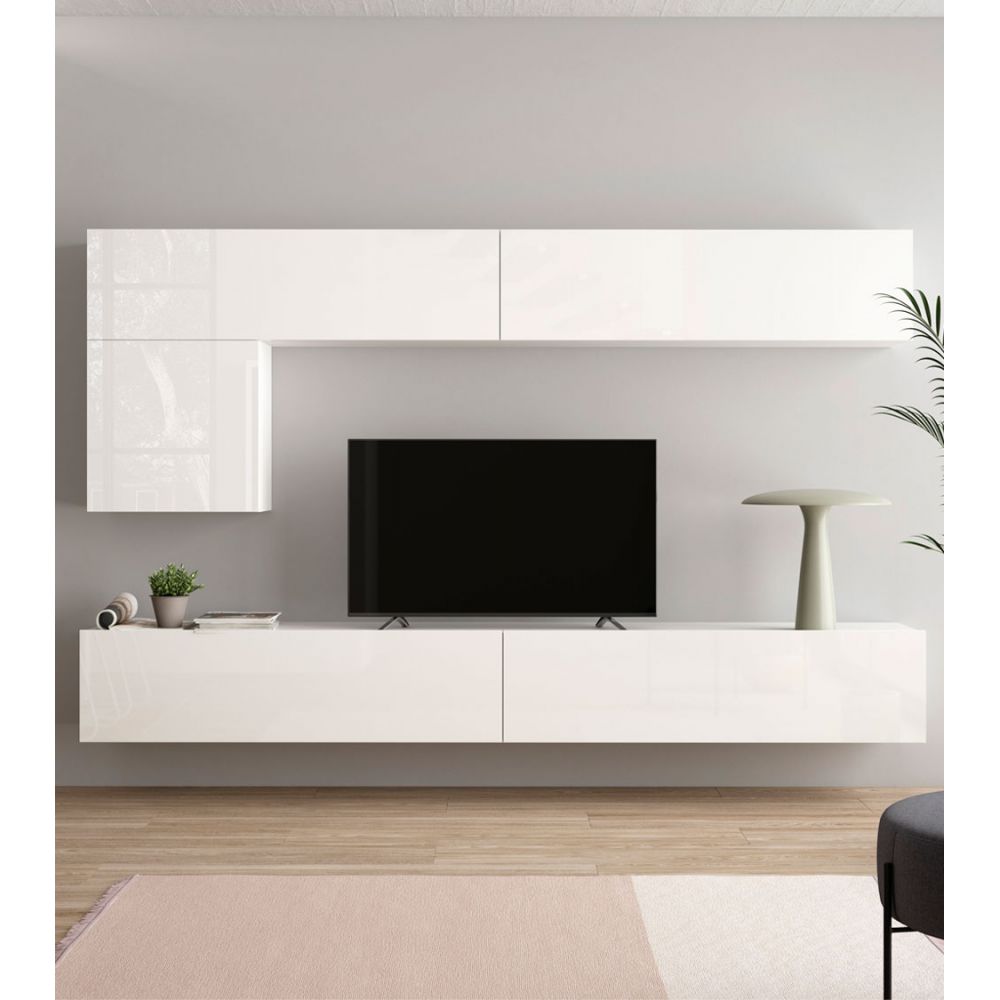 Muebles salón blanco modular, de 280 cm.
