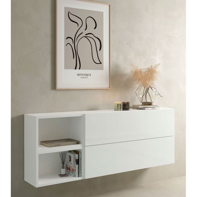 Aparador modelo Onela color blanco - Todo el mueble en alto brillo