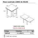 MESA DE COMEDOR CUADRADA LIBRO DE 90 CM. 0102.KIRA.105