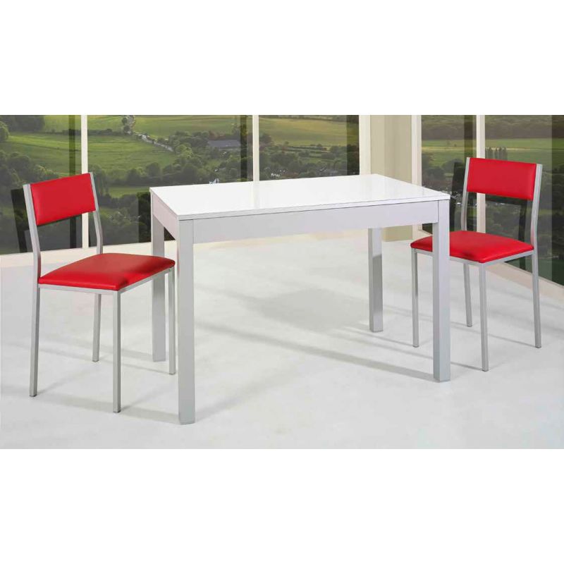 Mesa cocina extensible blanca de madera 110x70. Envío gratis