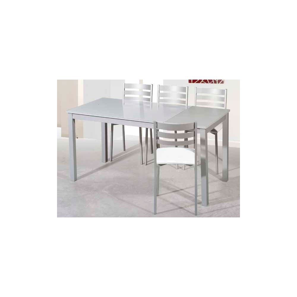 MESA DE COCINA extensible color aluminio ➤ Mesas de cocina extensibles