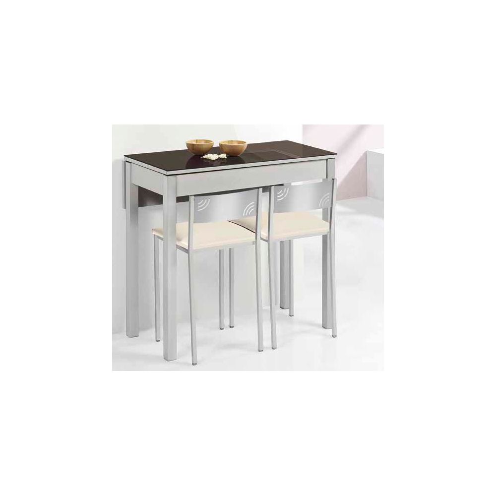 Mesa de cocina de cristal de 80x40 cm. extensible Tipo libro a